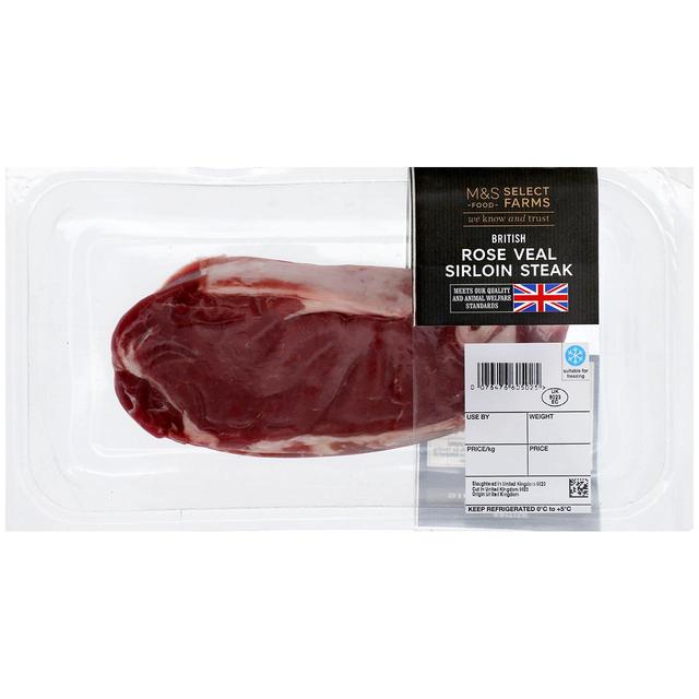 M & S Select Farms Rose Veal Sirloin Steak, Typically: 250g