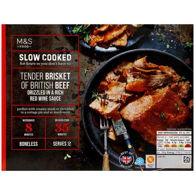 M & S Slow Cooked Brisket of Beef With a Red Wine Sauce, 520g