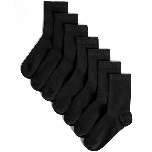M & S Boys Ankle School Socks, Size Shoe Size 12.5-3.5, Black
