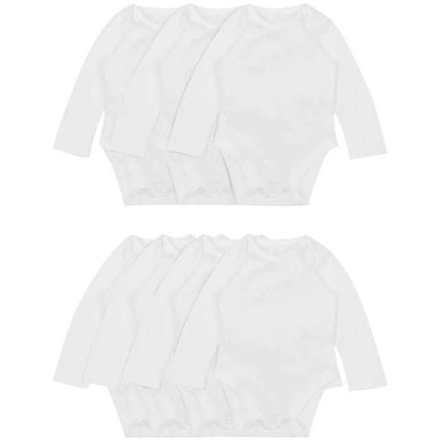 M & S Baby Cotton Long Sleeve Bodysuits, White, Newborn