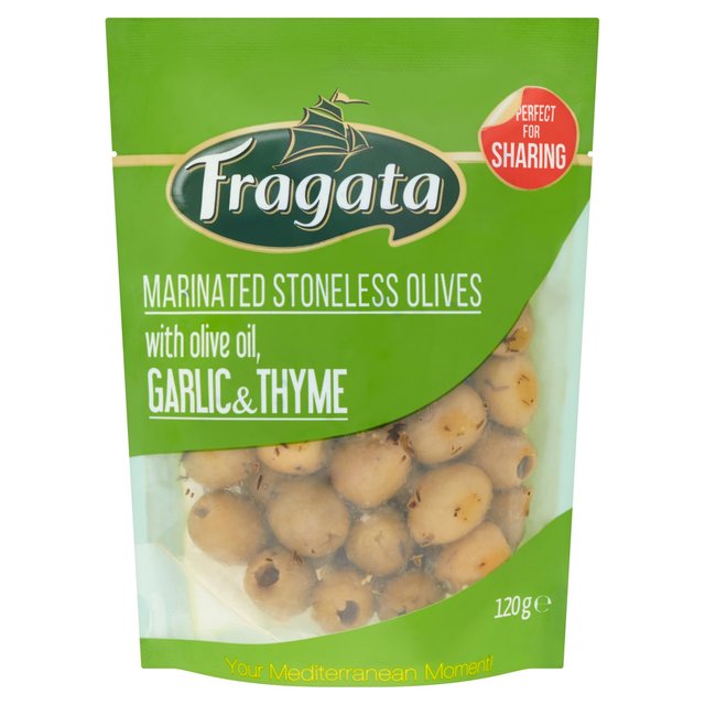 Fragata Marinated Pitted Green Olives With Garlic & Thyme, 120g