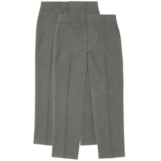 M & S Boys Regular Leg Trousers, 7-8 Years, Grey