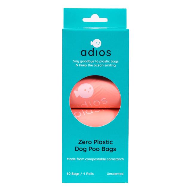Adios Plastic Compostable & Biodegradable Dog Poo Bags, Pink, 60 Per Pack