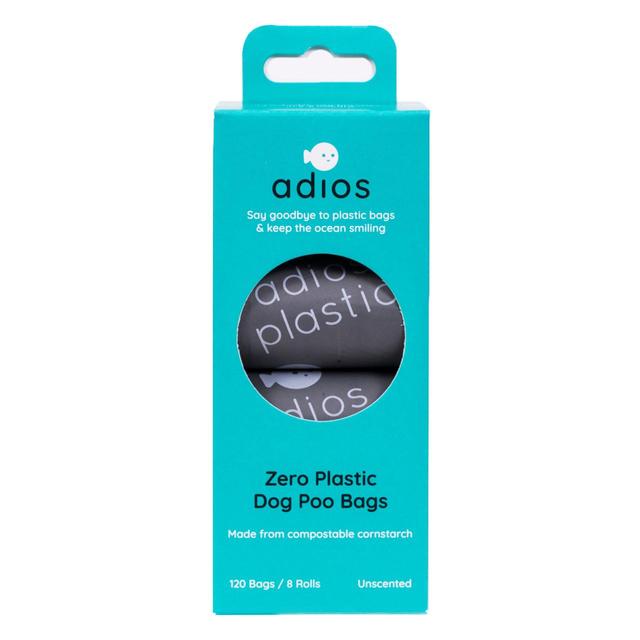 Adios Plastic Compostable & Biodegradable Dog Poo Bags, Grey, 120 per Pack