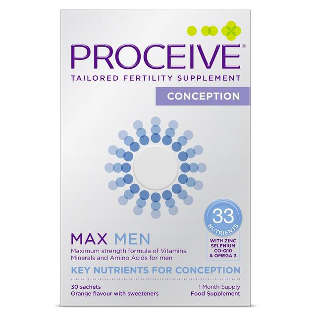 Proceive Men’s Max Orange Fertility Supplement Conception Sachets, 30 Per Pack