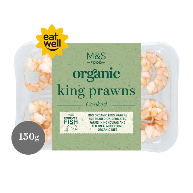 M & S Organic Cooked King Prawns, 150g