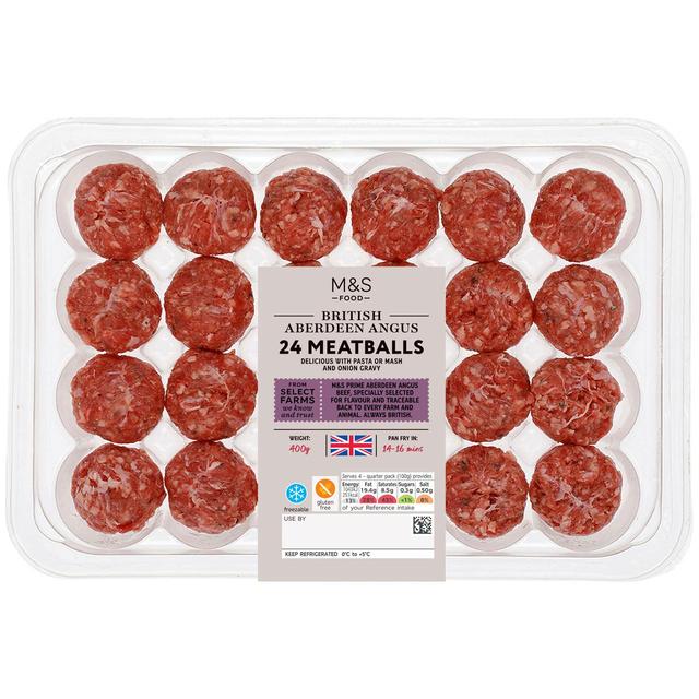 M & S Select Farms 24 Aberdeen Angus Beef Meatballs, 400g