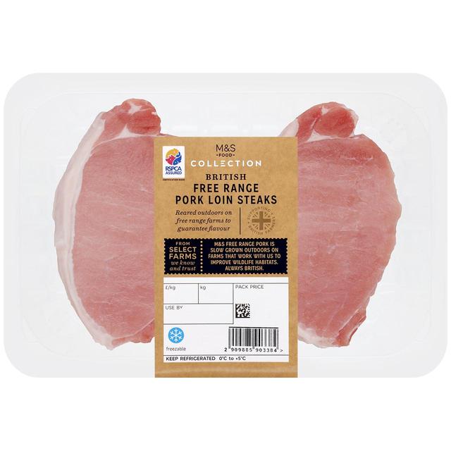 M & S Select Farms British Free Range Pork Loin Steaks, Typically: 310g