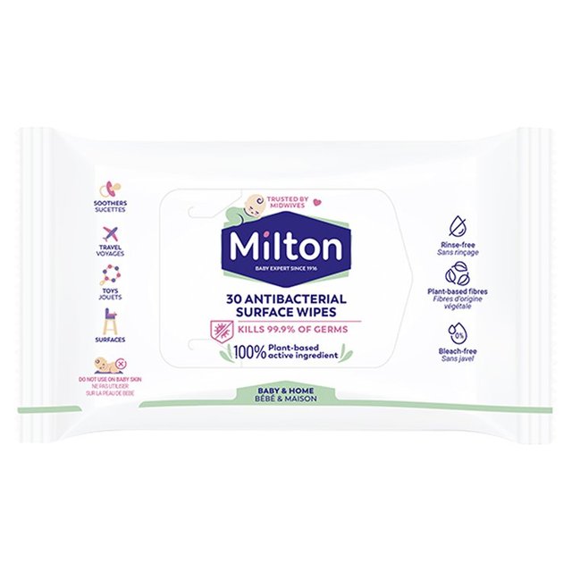 Milton Biodegradable Anti-Bacterial Surface Wipes, 30 per Pack