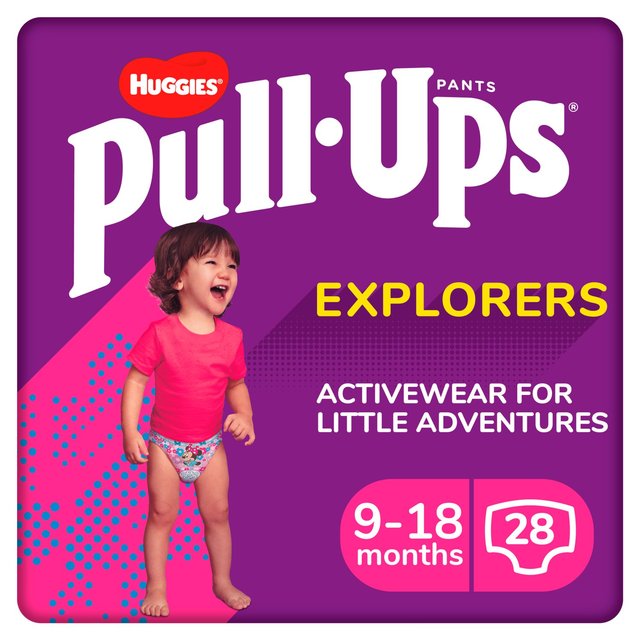 Huggies Pull-Ups Explorers Girls Nappy Pants, Size 3-4, 9-18 Mths, 9-18 Months, Size 3-4, 9-18 Mths