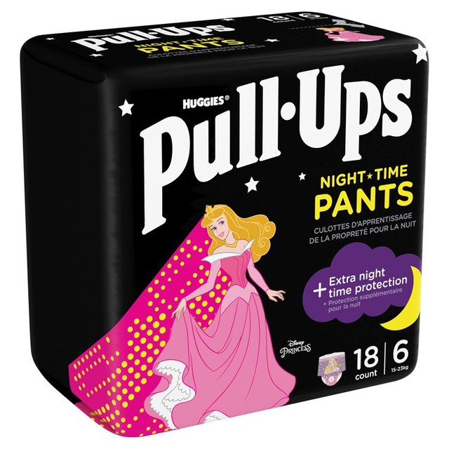 Huggies Pull-Ups Trainers Night Girls Nappy Pants, Size 5-6+, 2-4 Years, 2-4 Years, Size 5-6+, 2-4 Years