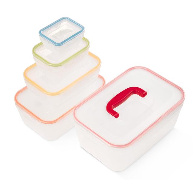 Lock & Lock Nestable Rainbow Rectangle Containers, 5 Per Pack