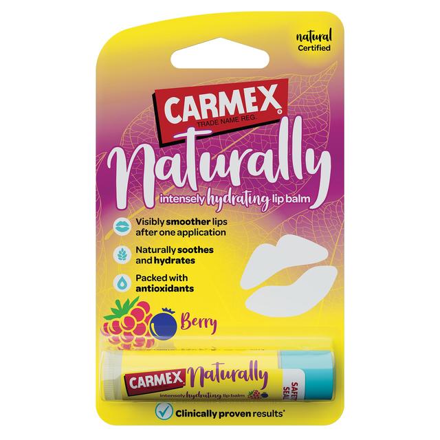 Carmex Naturally Intensely Hydrating Lip Balm Stick, Berry