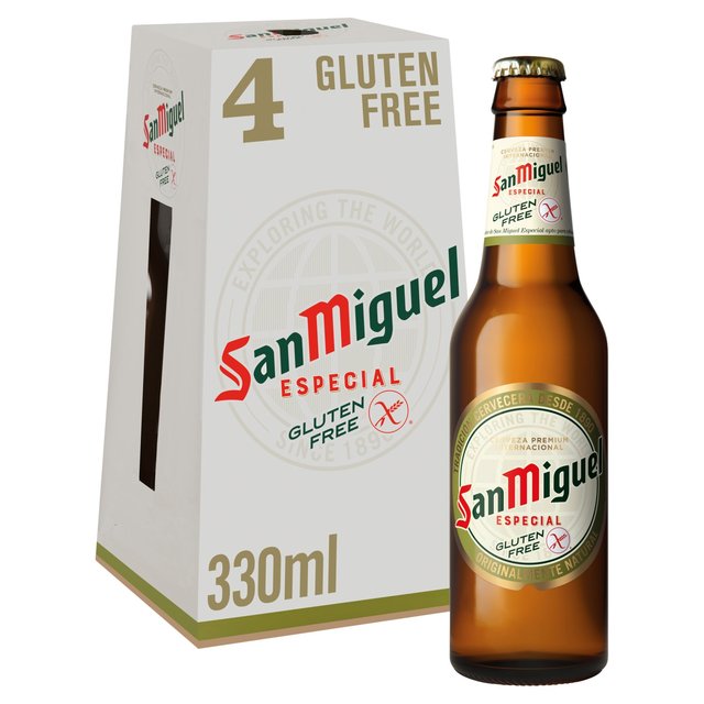San Miguel Gluten Free Lager Beer Bottles, 4 x 330ml