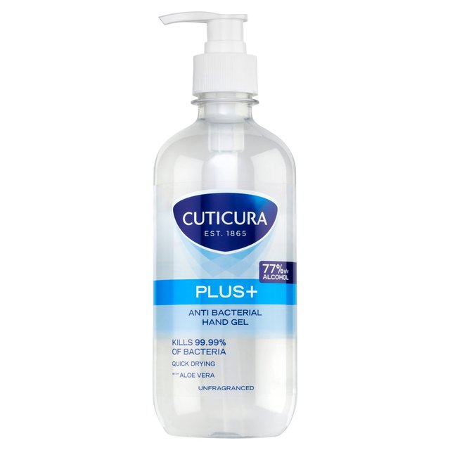 Cuticura Plus Antibacterial Unfragranced Hand Gel 77% Alcohol, 500ml