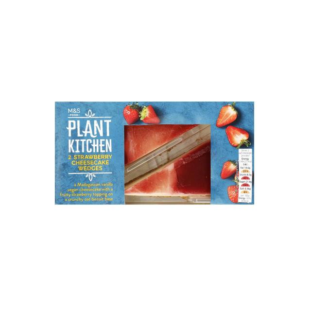 M & S Plant Kitchen 2 Strawberry Cheesecake Wedges, 180g