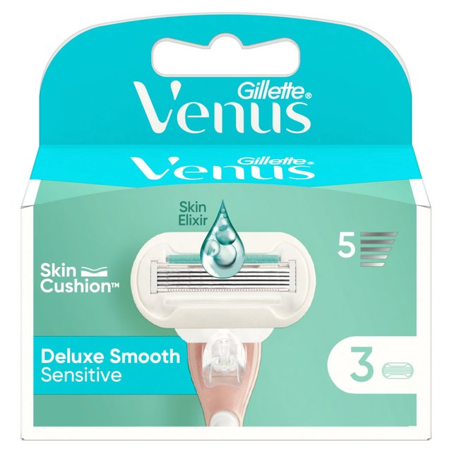 Gillette Venus Deluxe Smooth Sensitive Razor Blades, 3 Per Pack