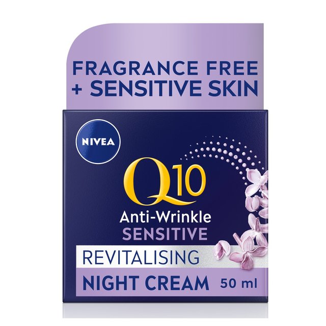 Nivea Q10 Power Anti-Wrinkle Night Face Cream for Sensitive Skin, 50ml