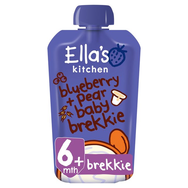 Ella’s Kitchen Blueberry + Pear Baby Brekkie Food Breakfast Pouch 6+ Months, 100g