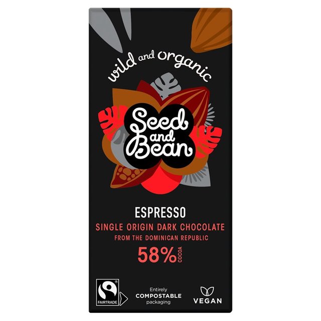 Seed & Bean Organic Dark Chocolate Bar 58% Espresso, 85g