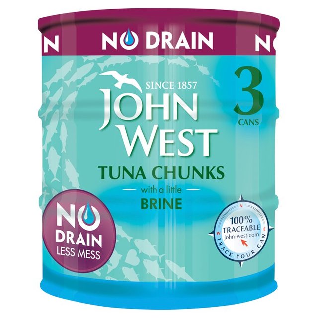 John West No Drain Tuna Steak In Brine, 3 x 110g