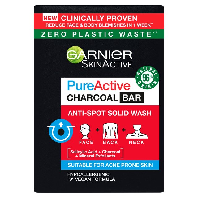 Garnier SkinActive Pure Active Charcoal Bar, Anti-Spot & Blackhead, One Size