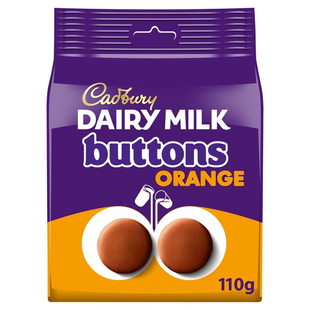Cadbury Dairy Milk Orange Chocolate Giant Buttons Bag, 110g