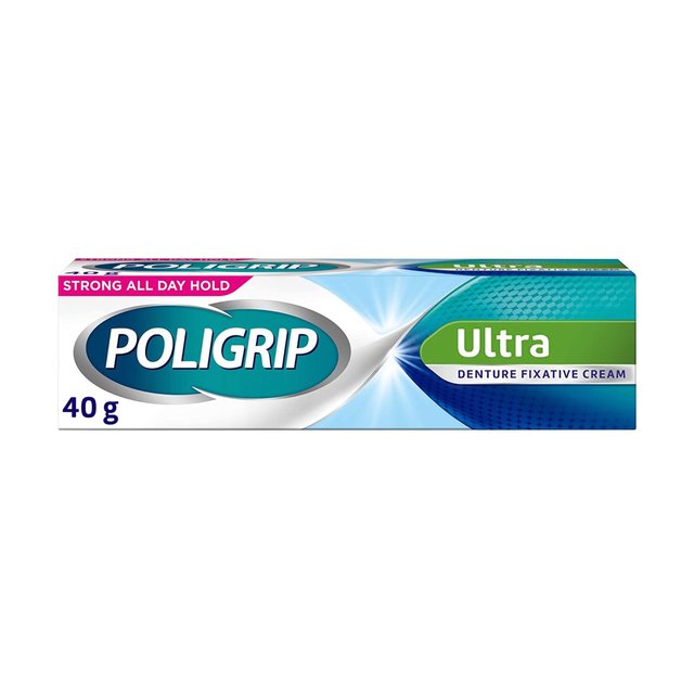 Poligrip Ultra Denture Adhesive Fixative Cream All-Day Hold, 40g