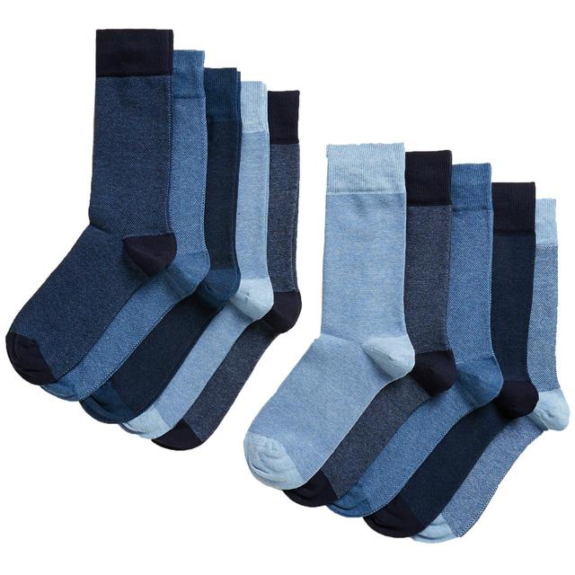M & S Collection Mens Cool & Fresh Socks, Size 6-8.5, Blue Mix