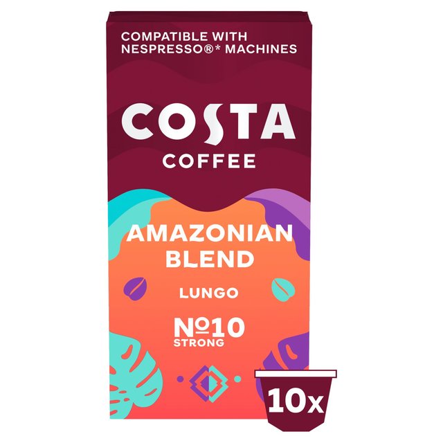 Costa Coffee Nespresso Compat Intensely Dark Amazonian Blend Coffee Pods, 10 Per Pack