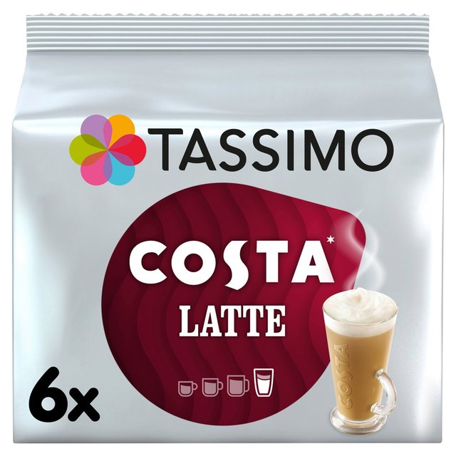 Tassimo Costa Latte Coffee Pods, 6 Per Pack