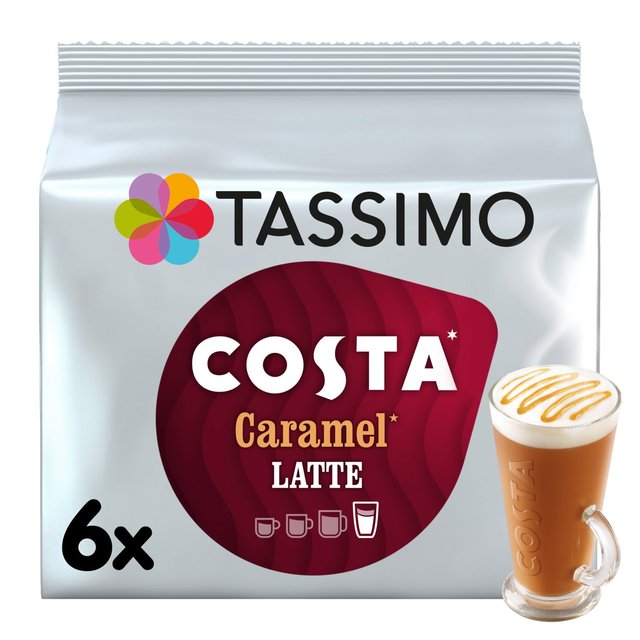 Tassimo Costa Caramel Latte Coffee Pods, 6 Per Pack