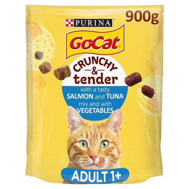 Go-Cat Crunchy & Tender Salmon, Tuna & Veg Dry Cat Food, 900g