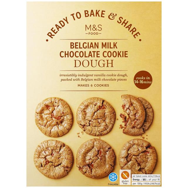 M & S Made Without Ready to Bake Belgian Milk Chocolate Cookie Dough, 204g