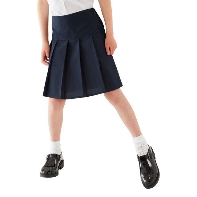 M & S Girls Crease Resistant School Skirts, 10-11 Years, Navy