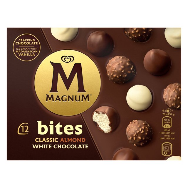 Magnum Ice Cream Bites Classic, Almond & White Chocolate, 140ml