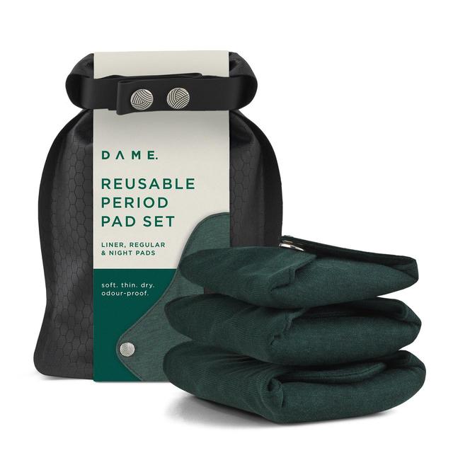Dame, One Size, Green Reusable Pad Set
