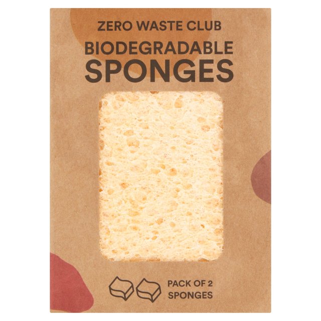 Zero Waste Club Biodegradable Kitchen Sponges, 2 Per Pack