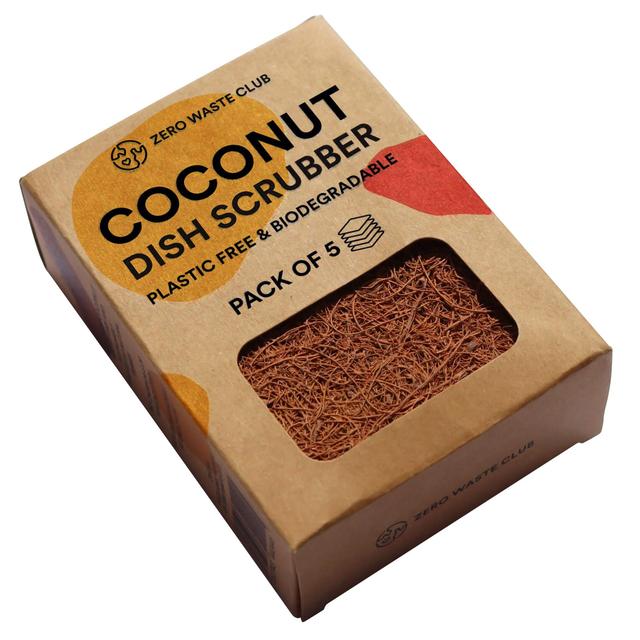 Zero Waste Club Biodegradable Coconut Kitchen Scourers, 5 Per Pack