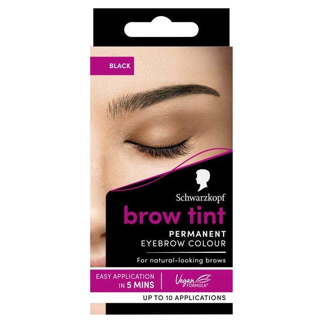 Schwarzkopf Long-Lasting Black Brow Tint Permanent Eyebrow Colour, 17ml