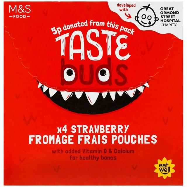M & S 4 Strawberry Fromage Frais Pouches, 320g