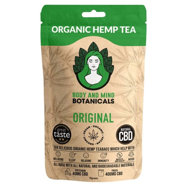 Body and Mind Botanicals Organic Original Hemp Tea, 400mg CBD, 10 Per Pack