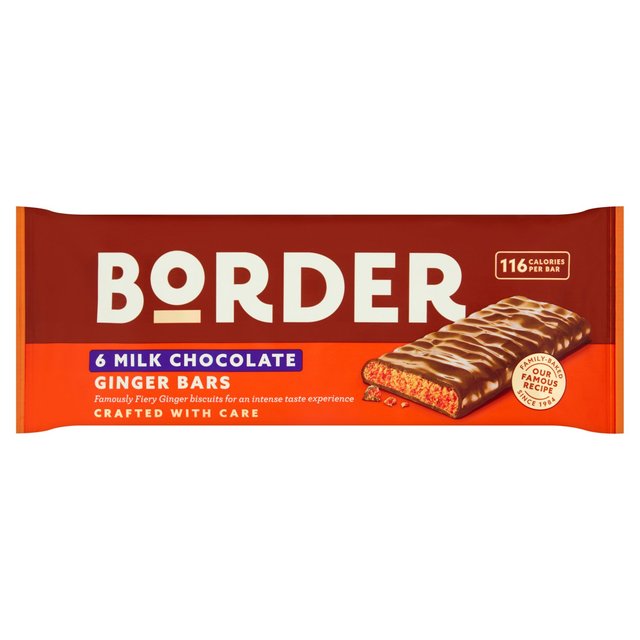 Border Biscuits Milk Chocolate Ginger Bars, 144g
