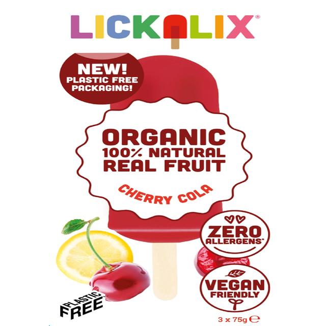 Lickalix Cherry Cola Organic Ice Lollies, 3 Per Pack
