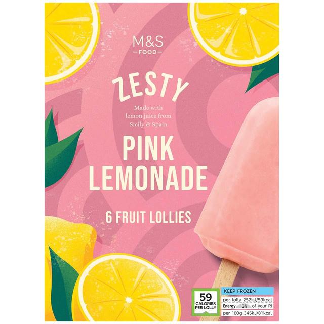 M & S 6 Zesty Pink Lemonade Lollies, 438ml