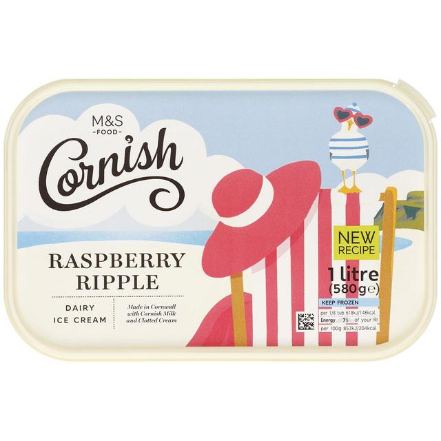 M & S Cornish Raspberry Ripple Ice Cream, 1L