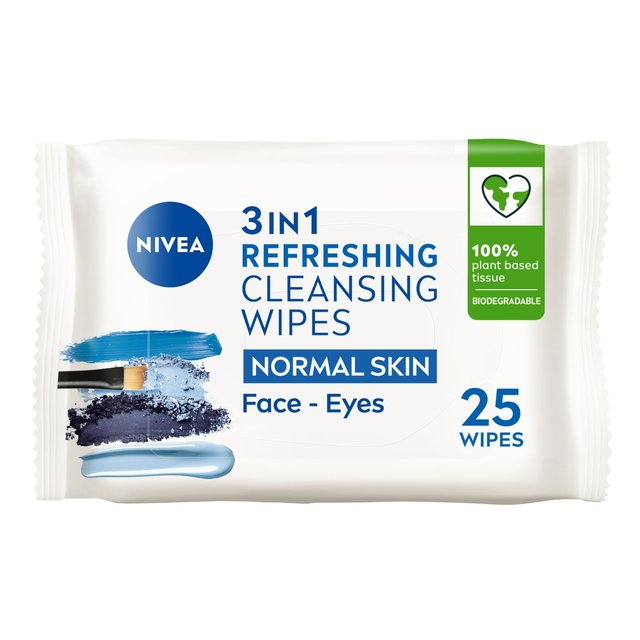 Nivea Biodegradable Refreshing Face Cleansing Wipes, 25 Per Pack
