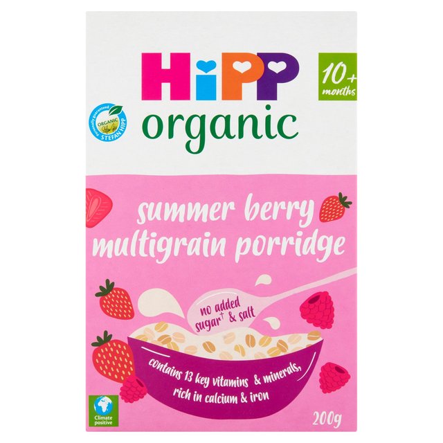 HiPP Organic Summer Berry Multigrain Porridge Baby Cereal 10+ Months, 200g