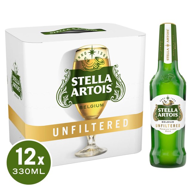 Stella Artois Unfiltered Lager Bottle, 12 x 330ml