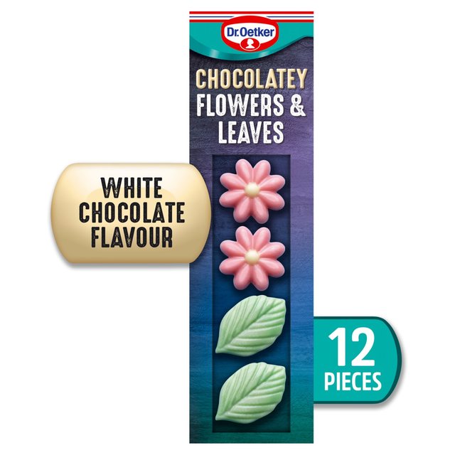 Dr. Oetker 12 Chocolate Flavour Flowers and Leaves Cake Decorations, 11g